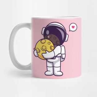 Cute Astronaut Holding Moon Cartoon Mug